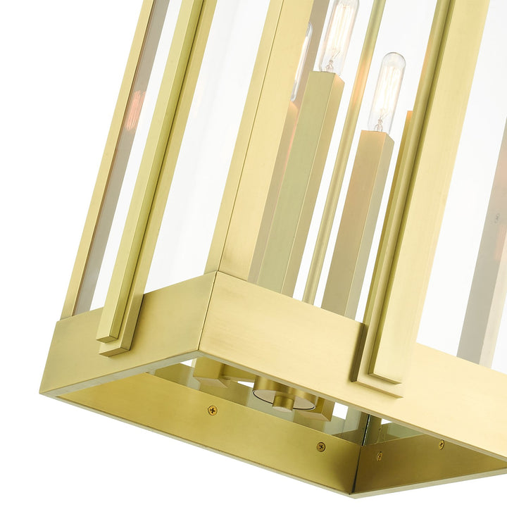 4 Light Natural Brass Outdoor Pendant Lantern