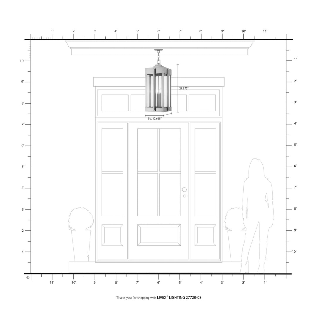 4 Light Natural Brass Outdoor Pendant Lantern