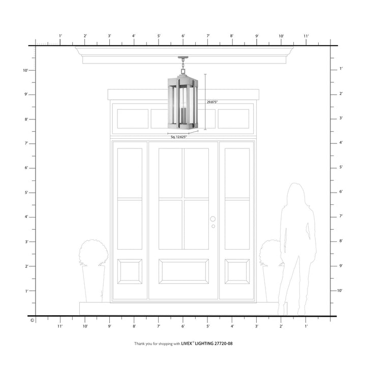 4 Light Natural Brass Outdoor Pendant Lantern