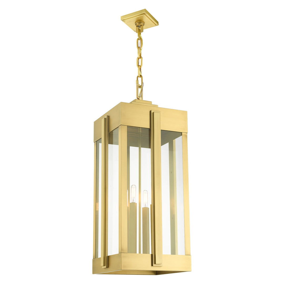 4 Light Natural Brass Outdoor Pendant Lantern