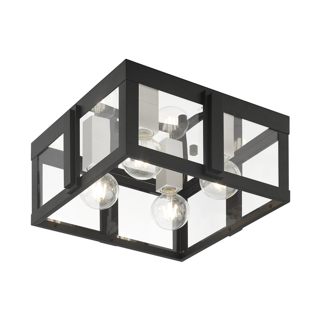 4 Light Black Outdoor Flush Mount