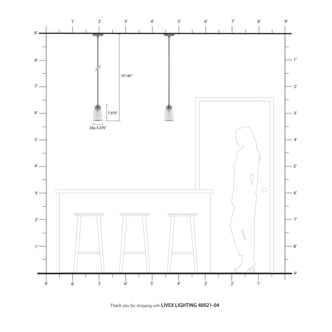1 Light Black Single Pendant