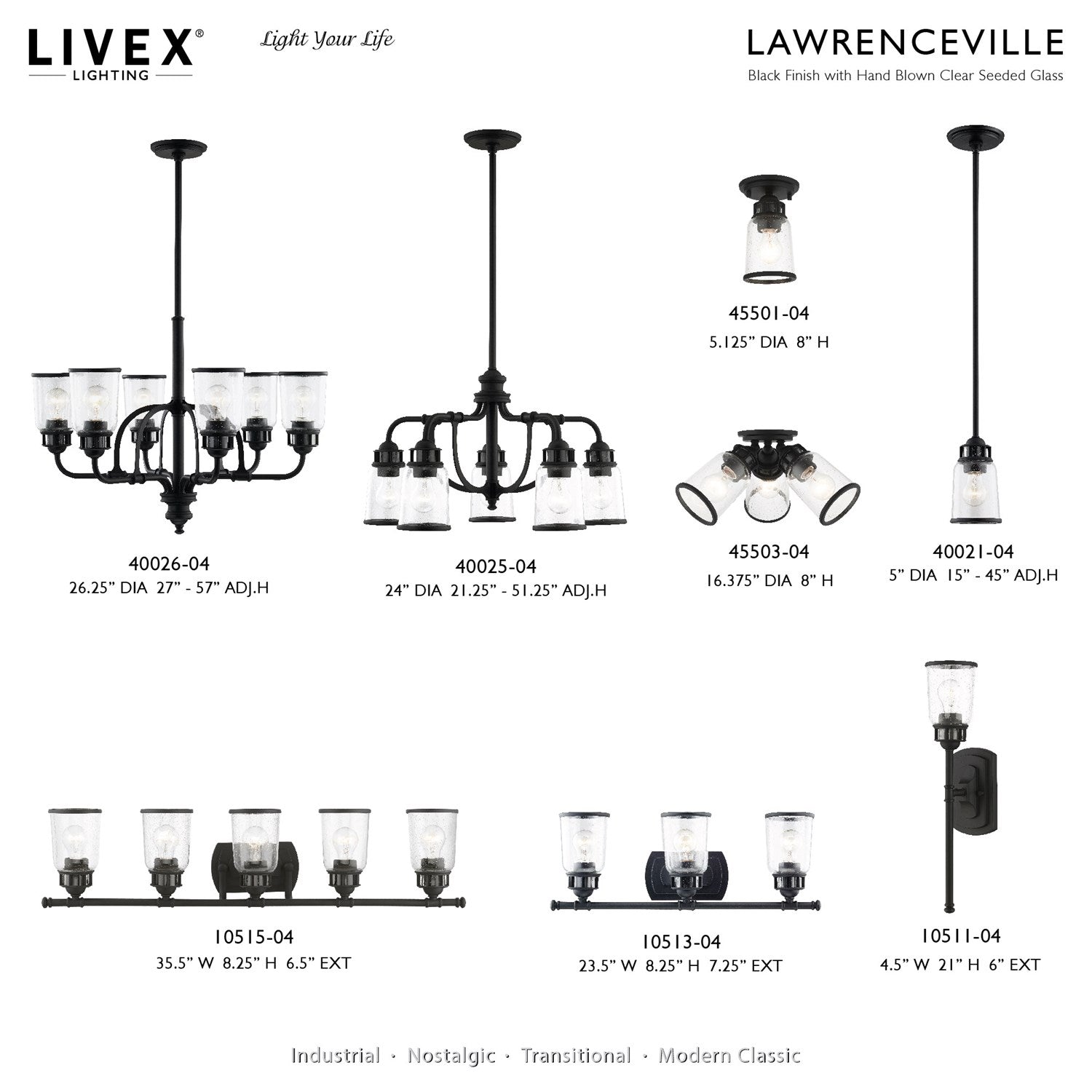 6 Light Black Chandelier