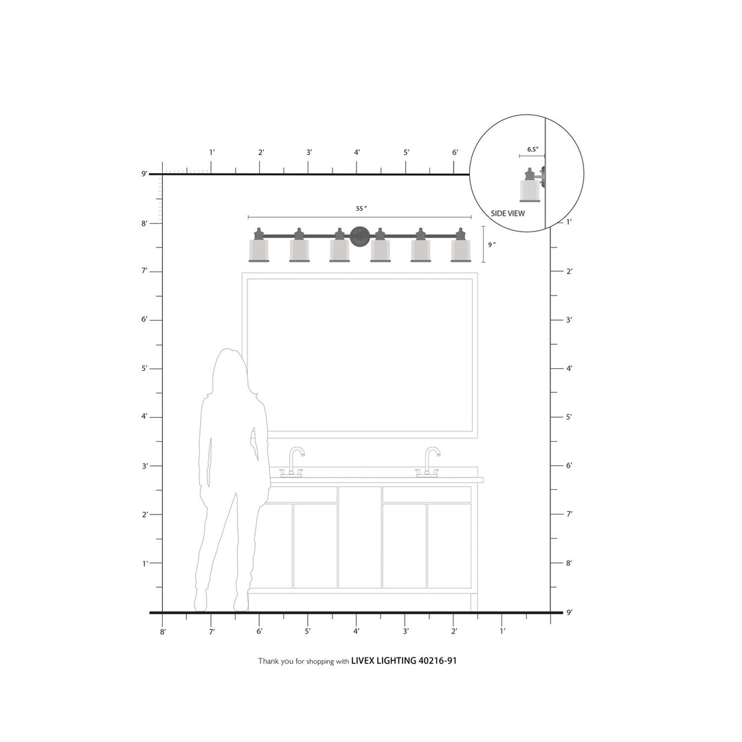6 Light Brushed Nickel Vanity Sconce