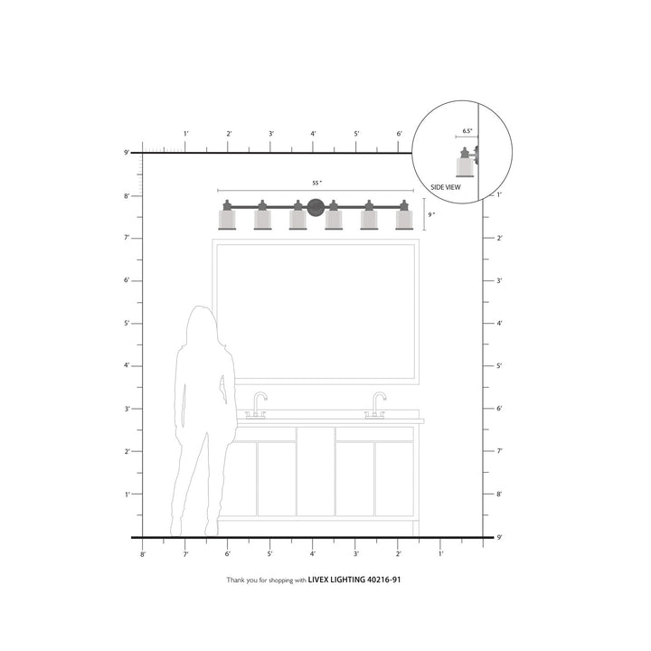 6 Light Brushed Nickel Vanity Sconce
