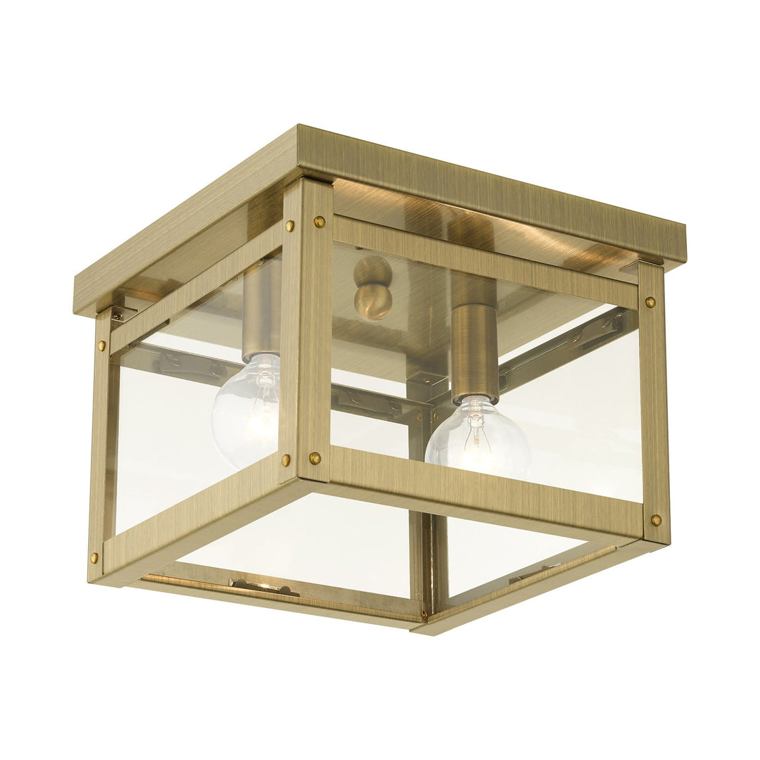 2 Light Antique Brass Flush Mount by Livex Lighting