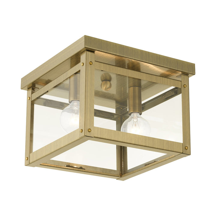 2 Light Antique Brass Flush Mount by Livex Lighting