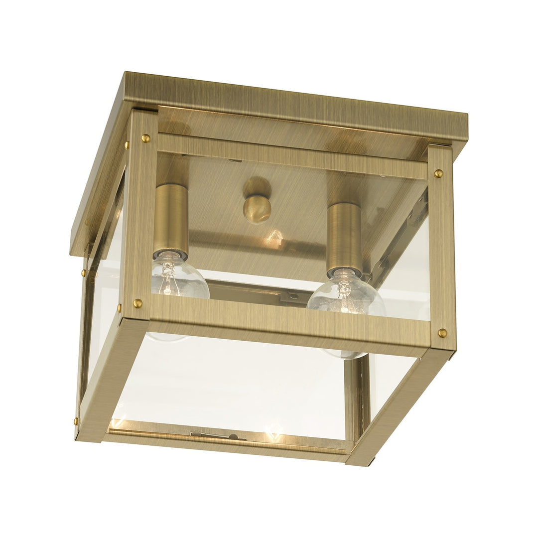 2 Light Antique Brass Flush Mount