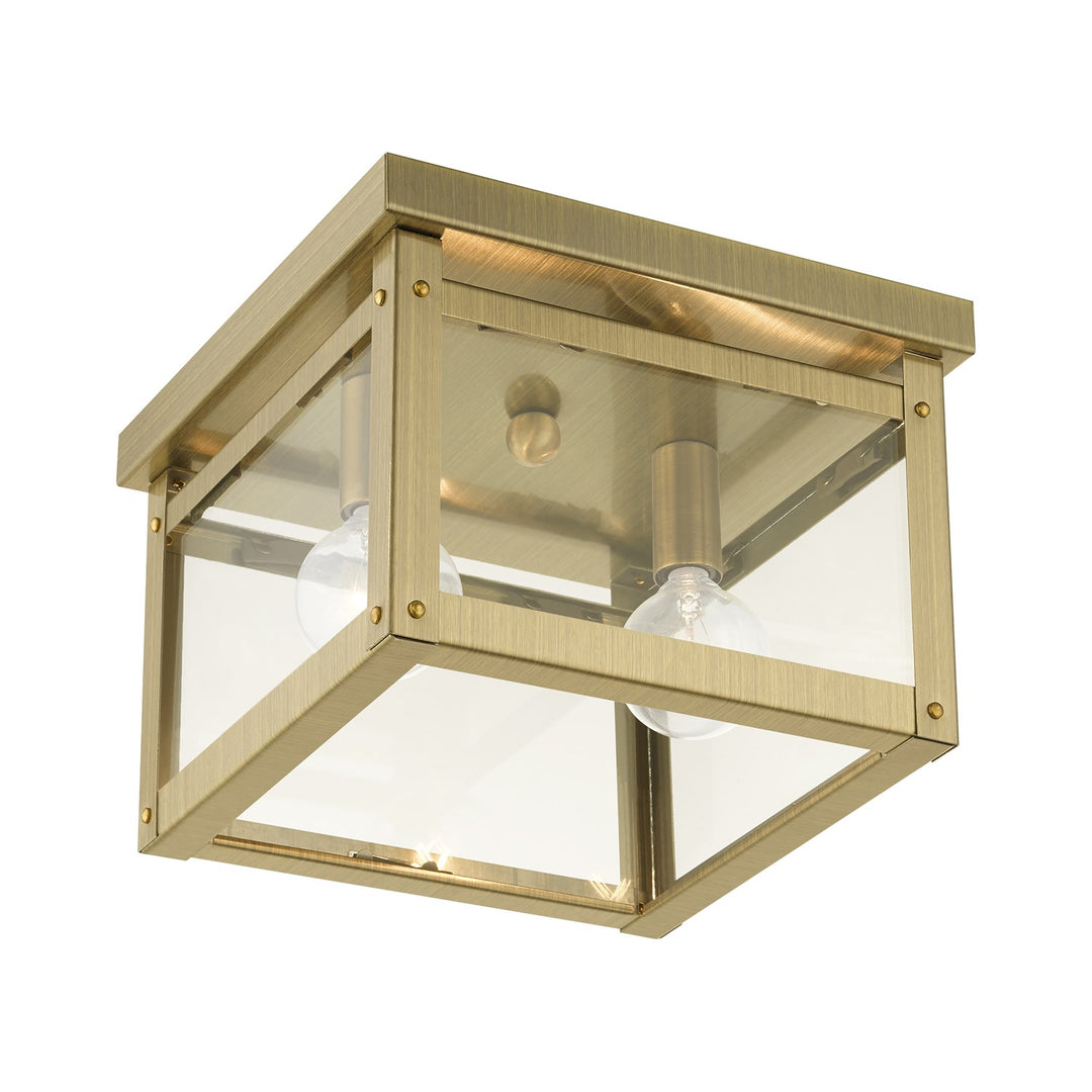 2 Light Antique Brass Flush Mount