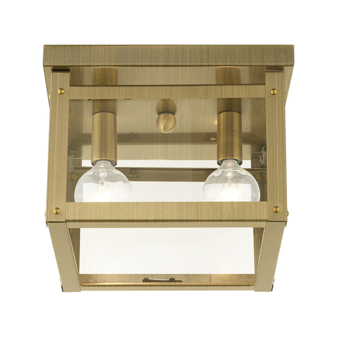 2 Light Antique Brass Flush Mount