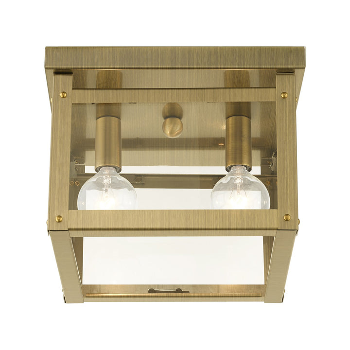 2 Light Antique Brass Flush Mount