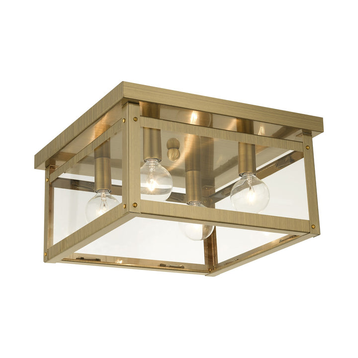 4 Light Antique Brass Flush Mount by Livex Lighting