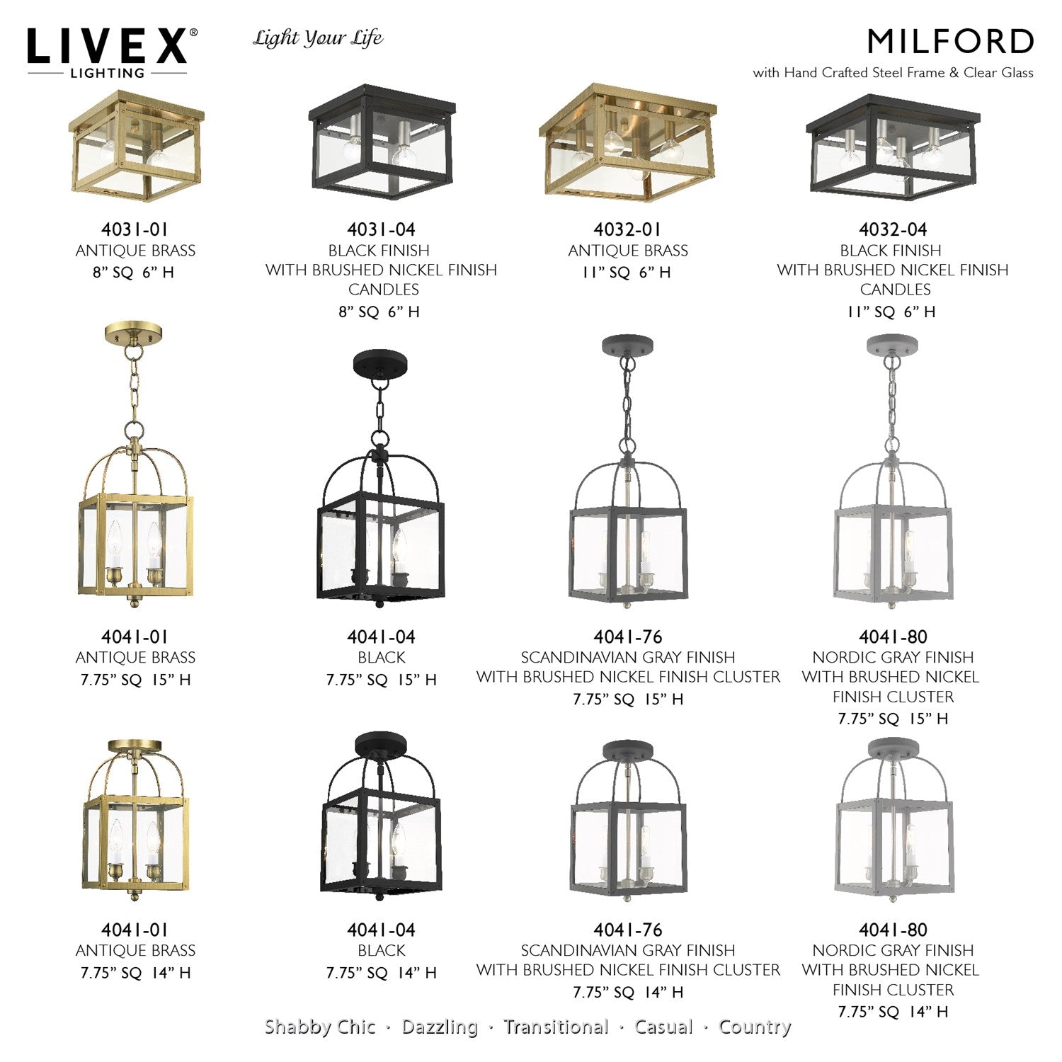 4 Light Antique Brass Flush Mount