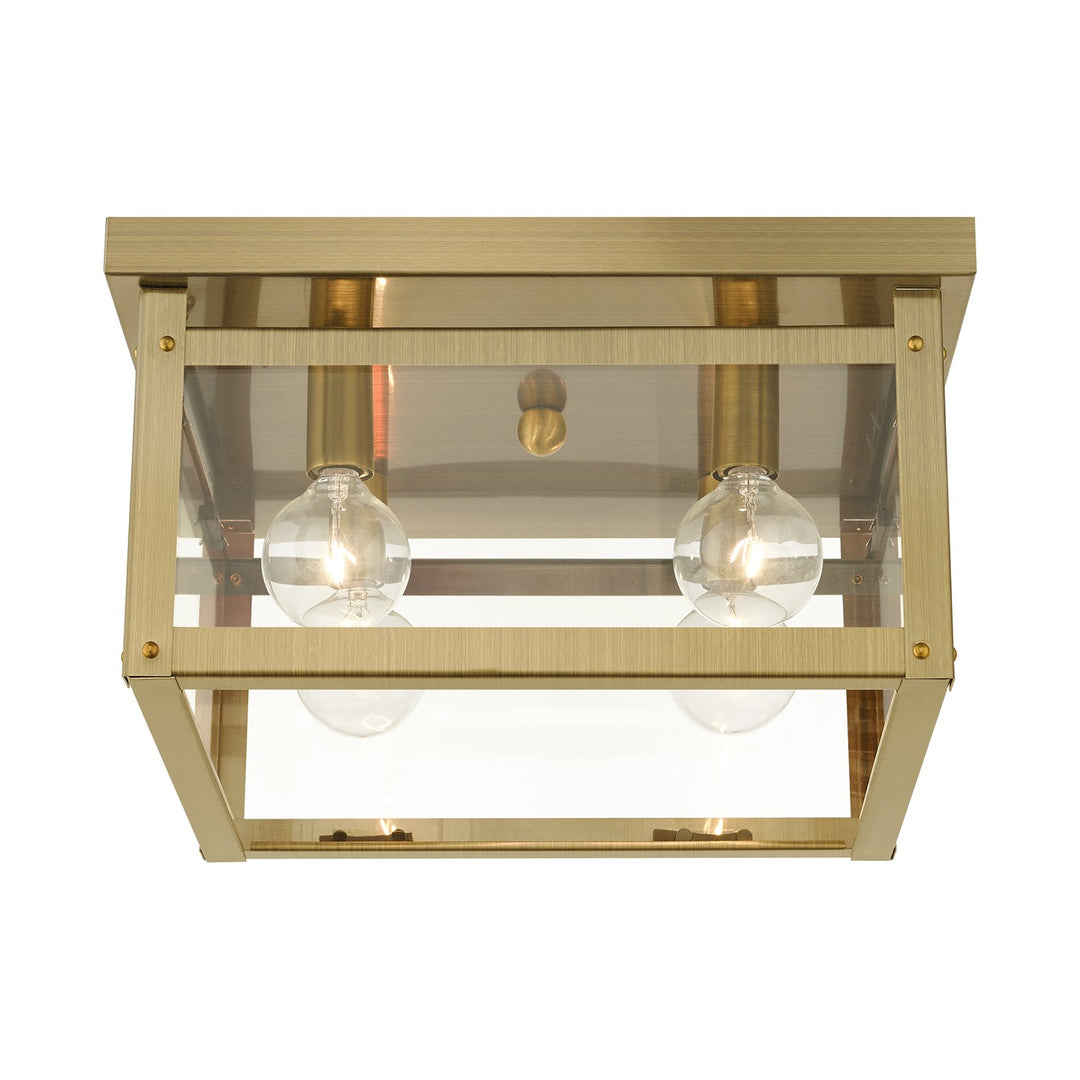 4 Light Antique Brass Flush Mount