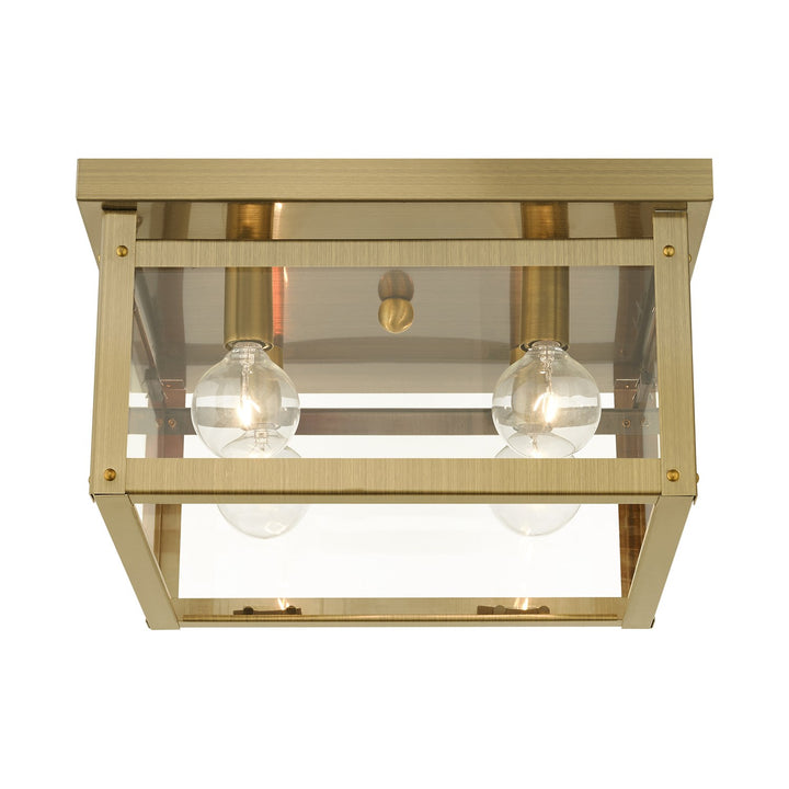 4 Light Antique Brass Flush Mount