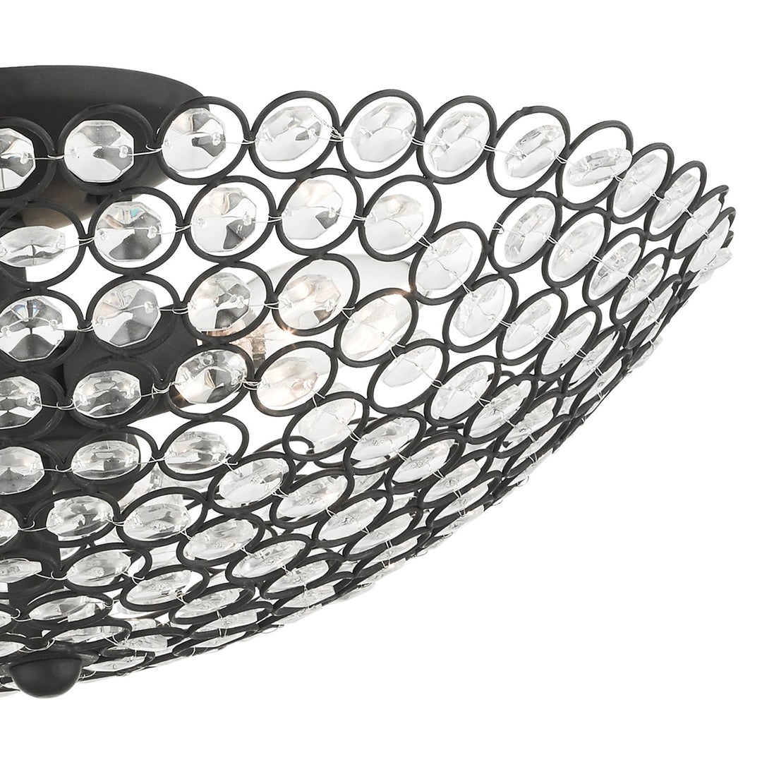 3 Light Black Semi Flush