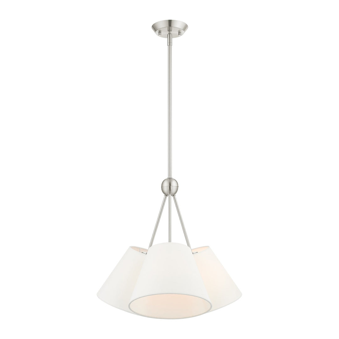3 Light Brushed Nickel Shaded Chandelier by Livex Lighting