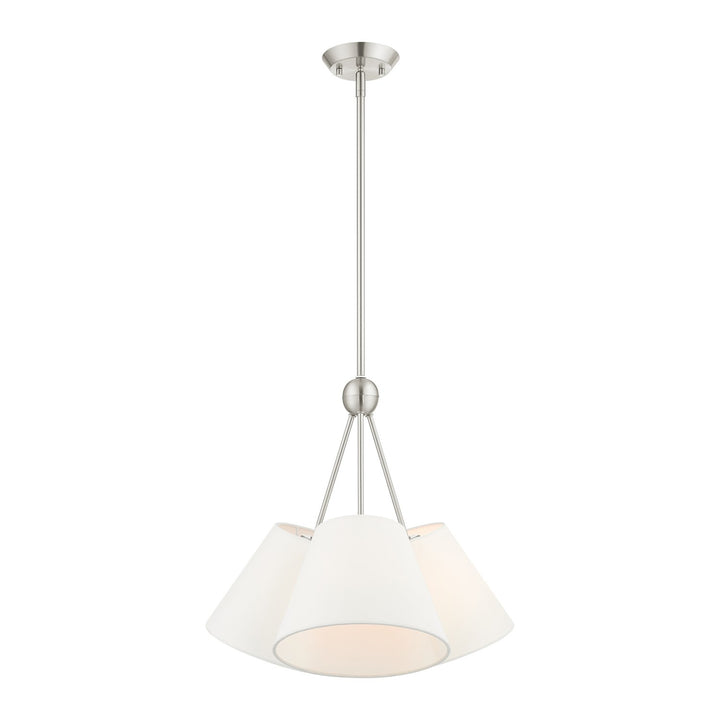 3 Light Brushed Nickel Shaded Chandelier by Livex Lighting