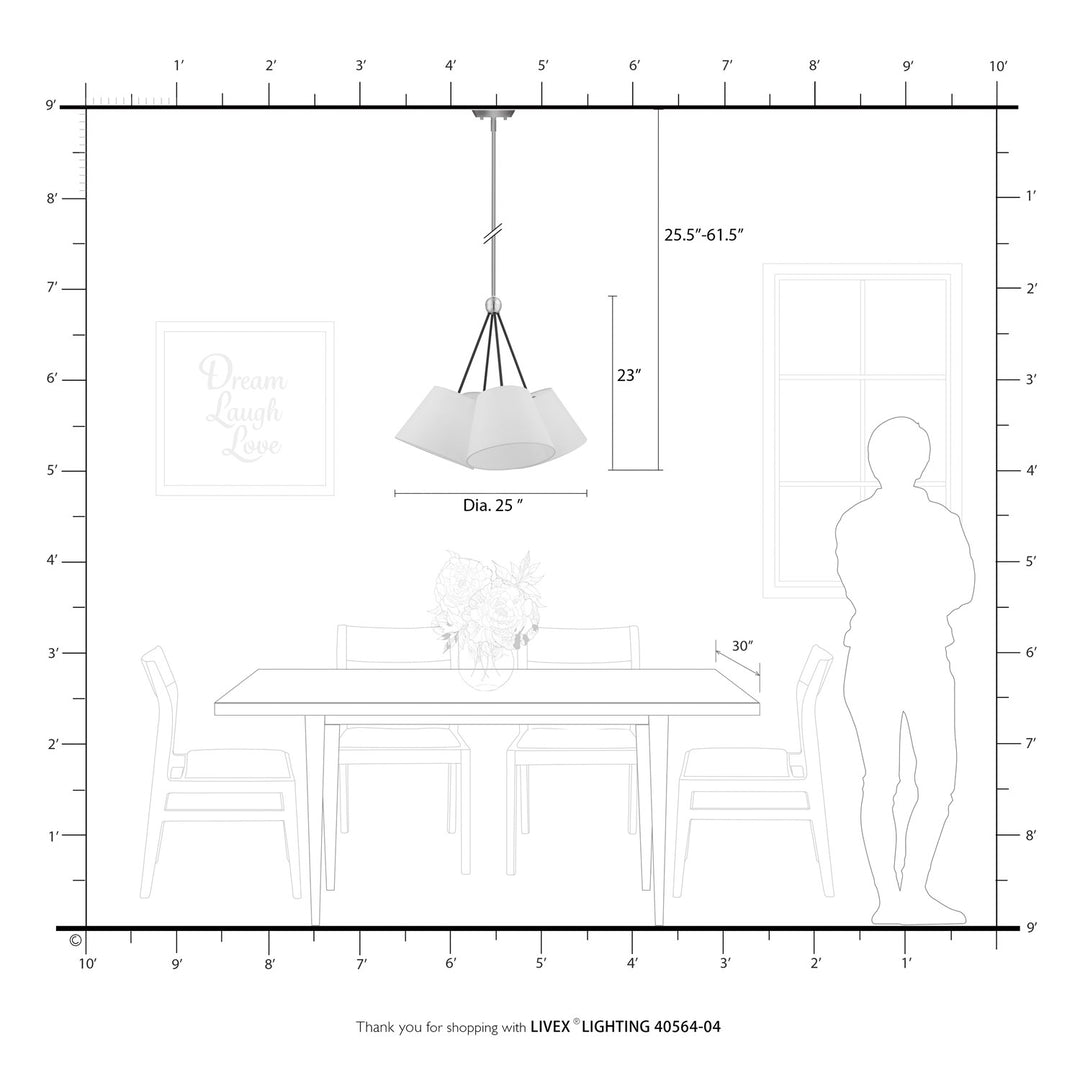 4 Light Black Shaded Chandelier