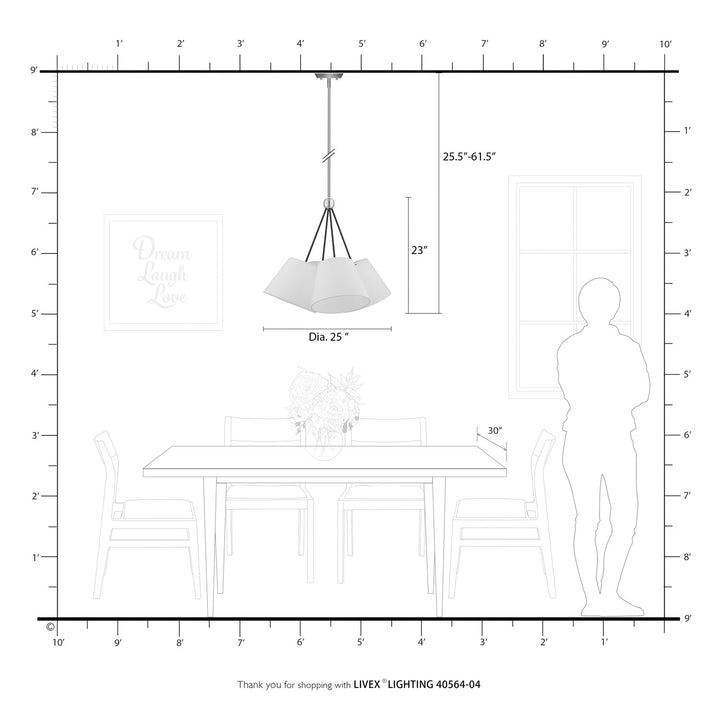 4 Light Black Shaded Chandelier