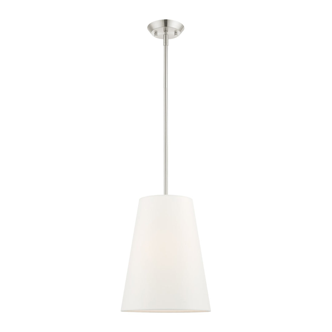 1 Light Brushed Nickel Shaded Chandelier by Livex Lighting