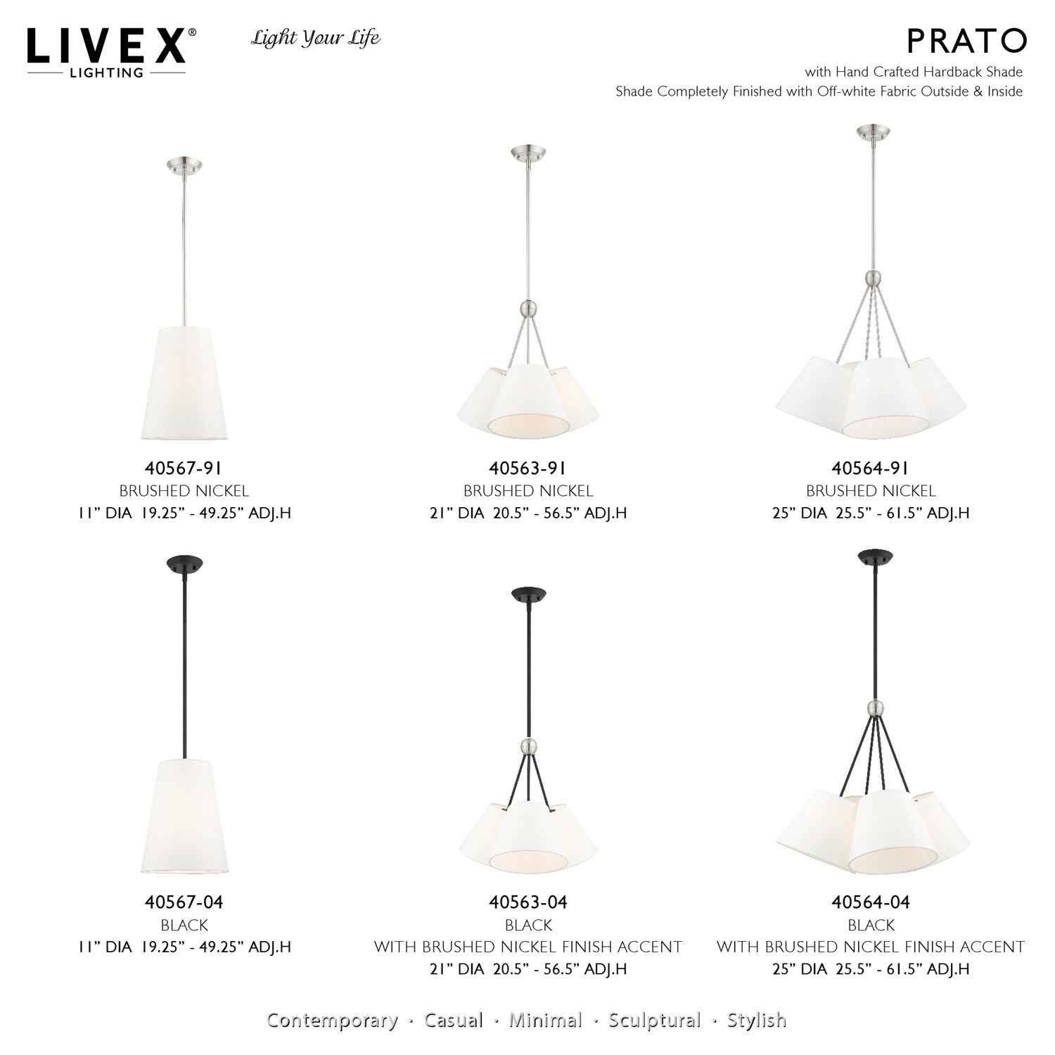 1 Light Brushed Nickel Shaded Chandelier