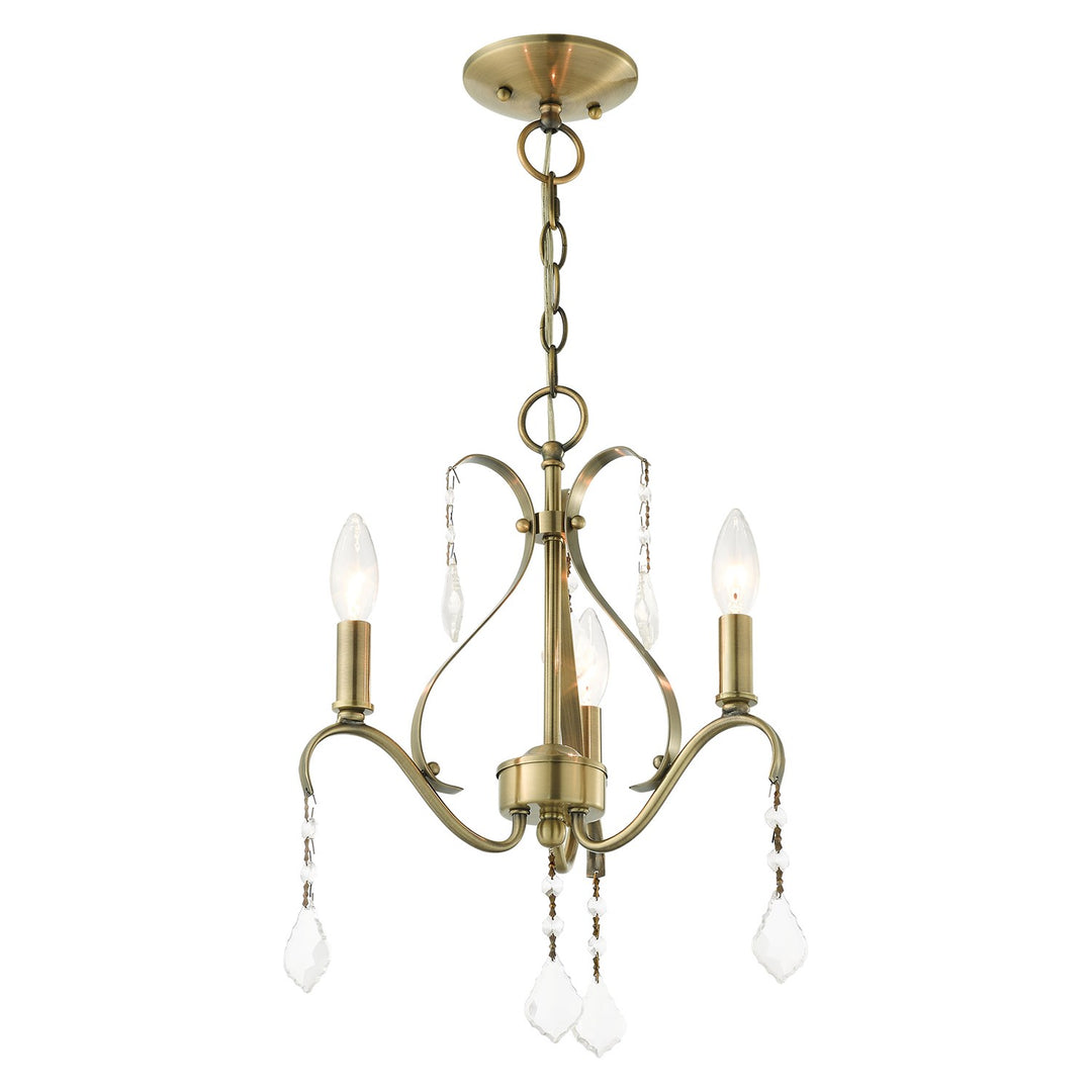 3 Light Antique Brass Chandelier