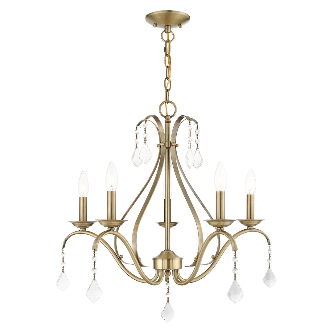 5 Light Antique Brass Chandelier by Livex Lighting