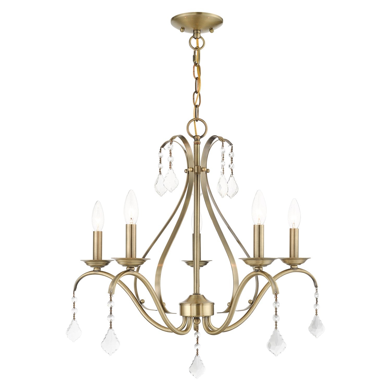 5 Light Antique Brass Chandelier by Livex Lighting