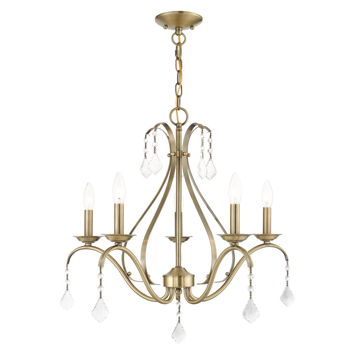 5 Light Antique Brass Chandelier by Livex Lighting