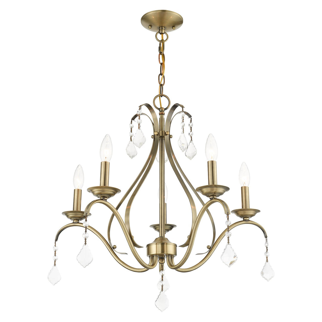 5 Light Antique Brass Chandelier