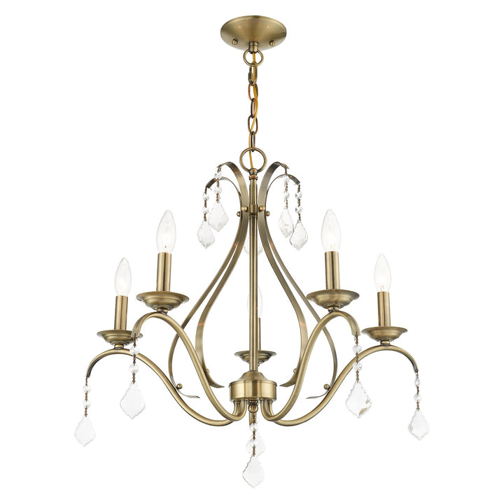5 Light Antique Brass Chandelier