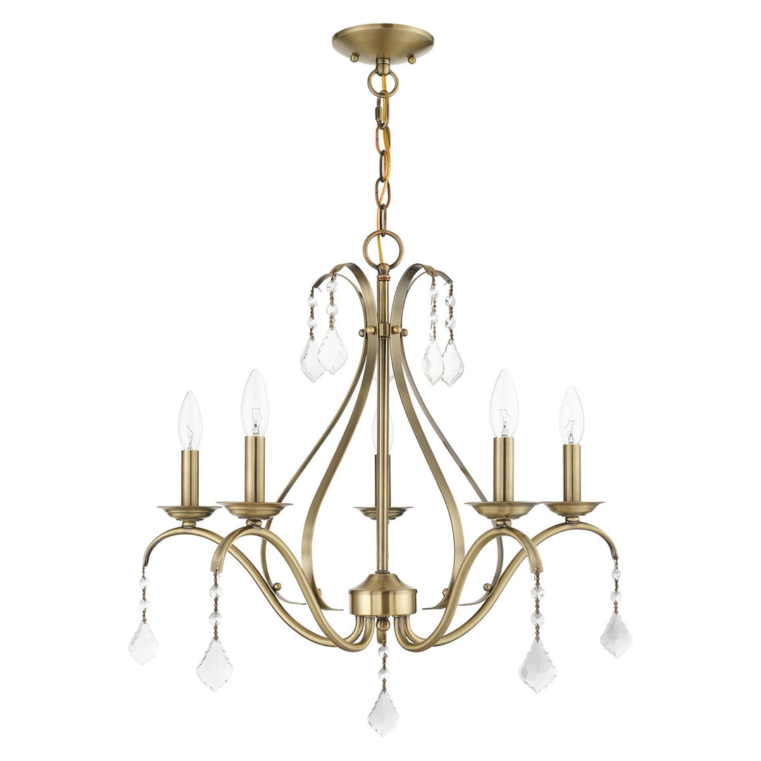 5 Light Antique Brass Chandelier