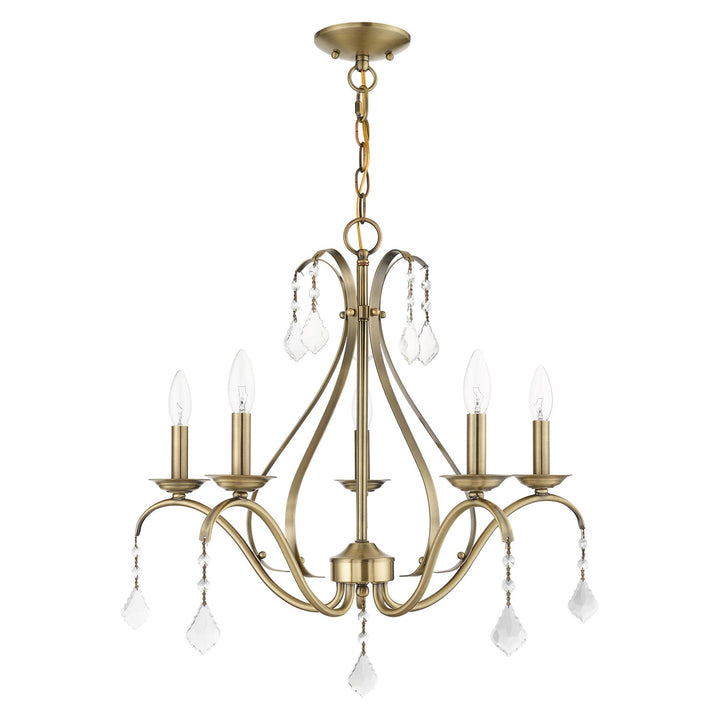 5 Light Antique Brass Chandelier