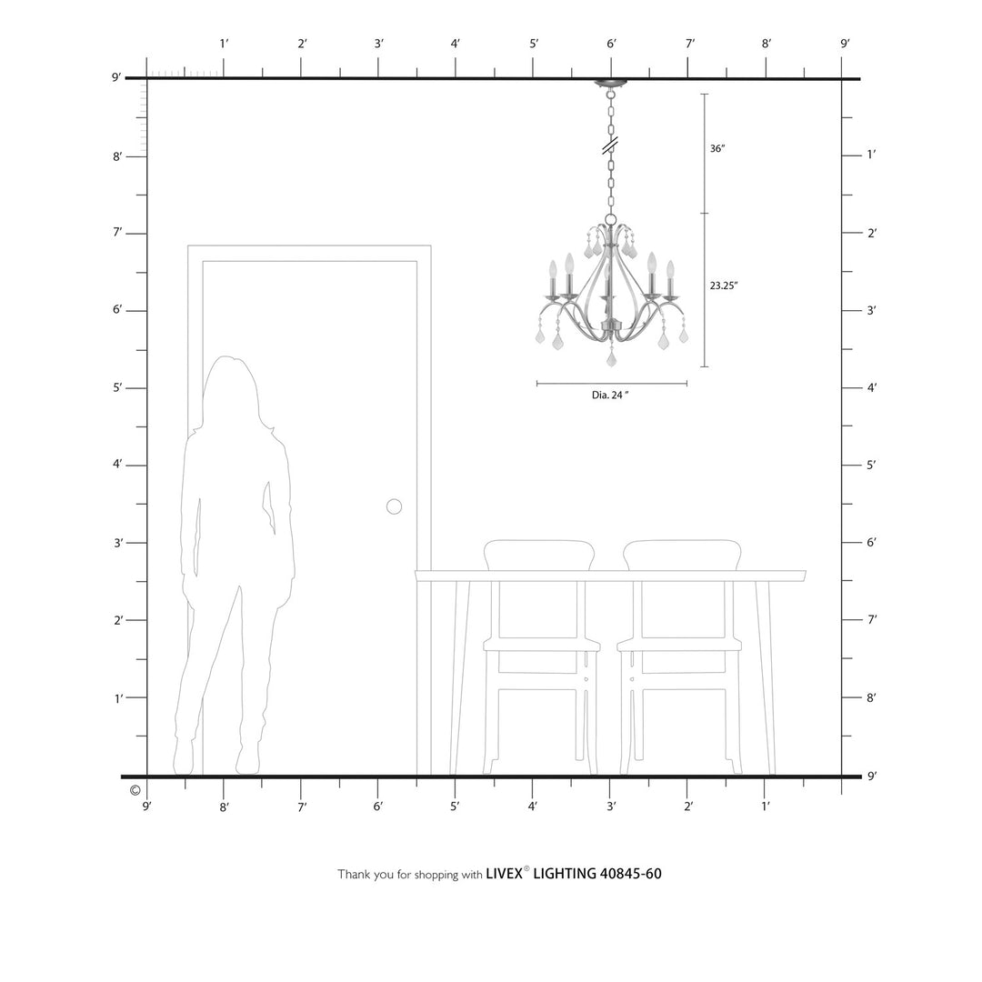 5 Light Antique White Chandelier