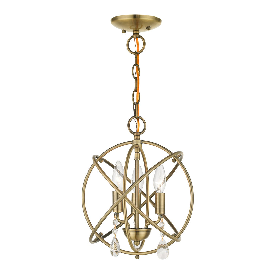 3 Light Antique Brass Convertible Chandelier / Semi Flush by Livex Lighting
