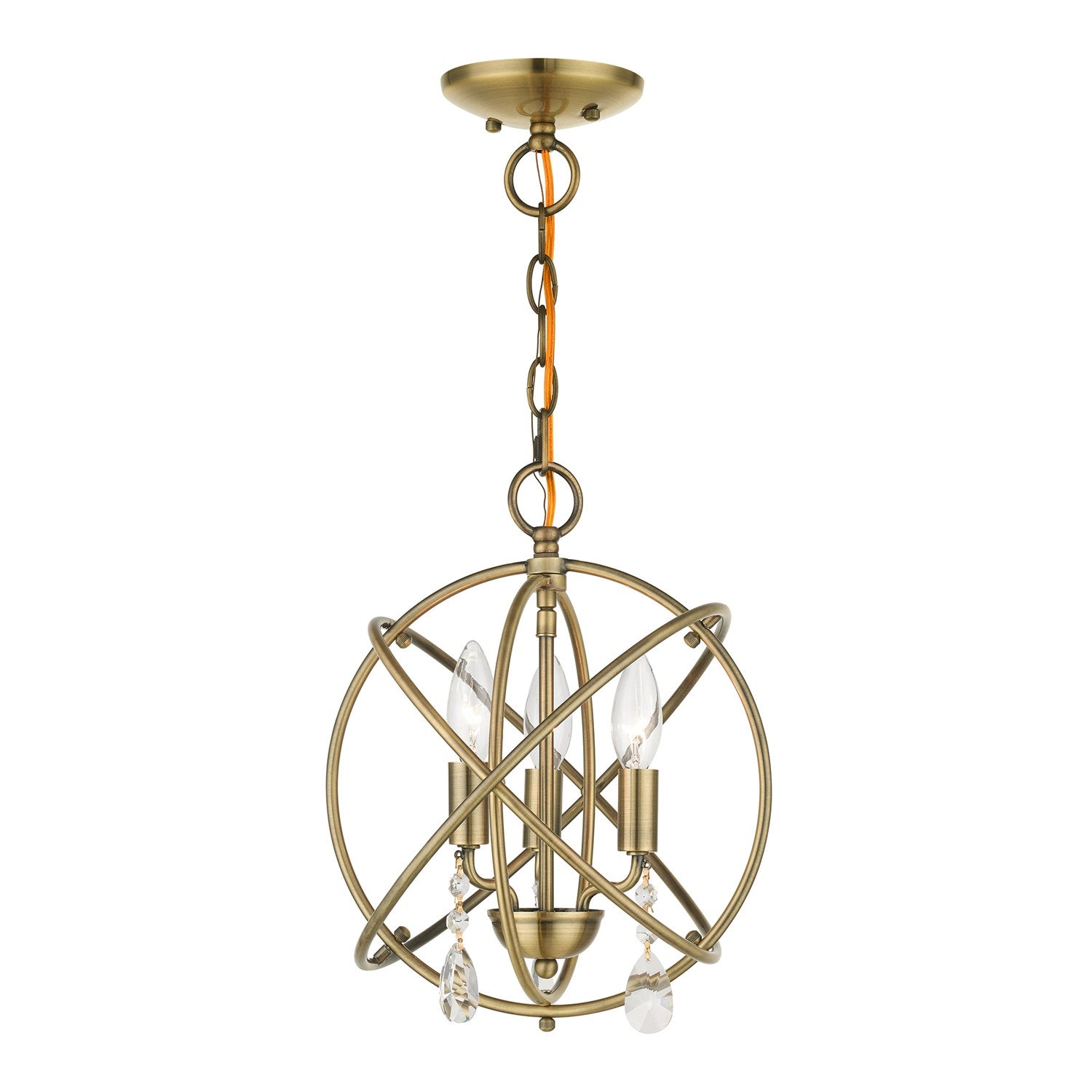 3 Light Antique Brass Convertible Chandelier / Semi Flush by Livex Lighting