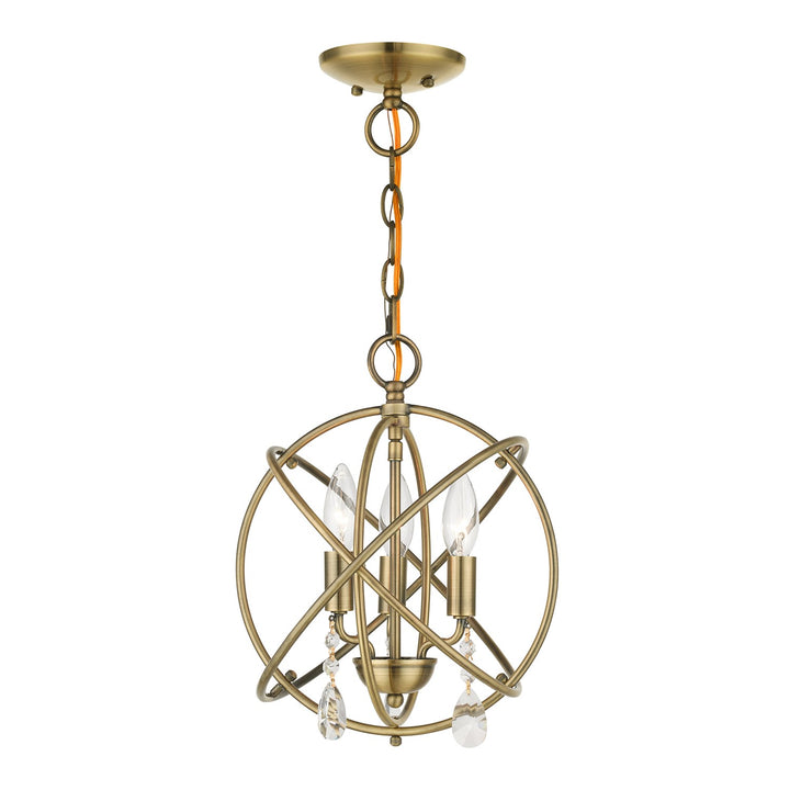 3 Light Antique Brass Convertible Chandelier / Semi Flush by Livex Lighting