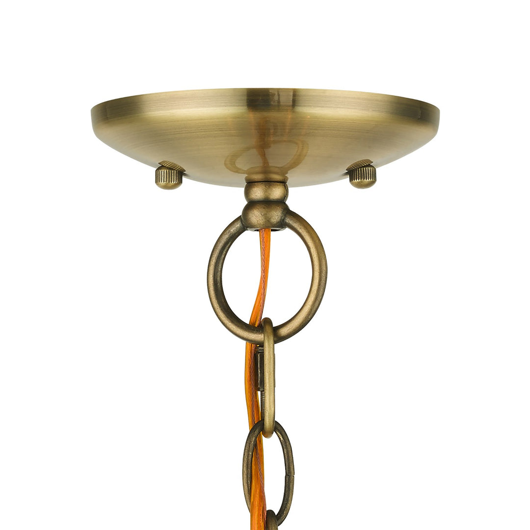 3 Light Antique Brass Convertible Chandelier / Semi Flush