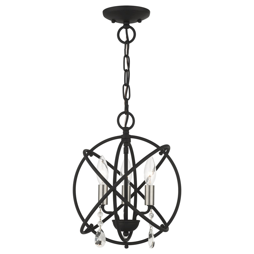 3 Light Black Convertible Chandelier / Semi Flush by Livex Lighting