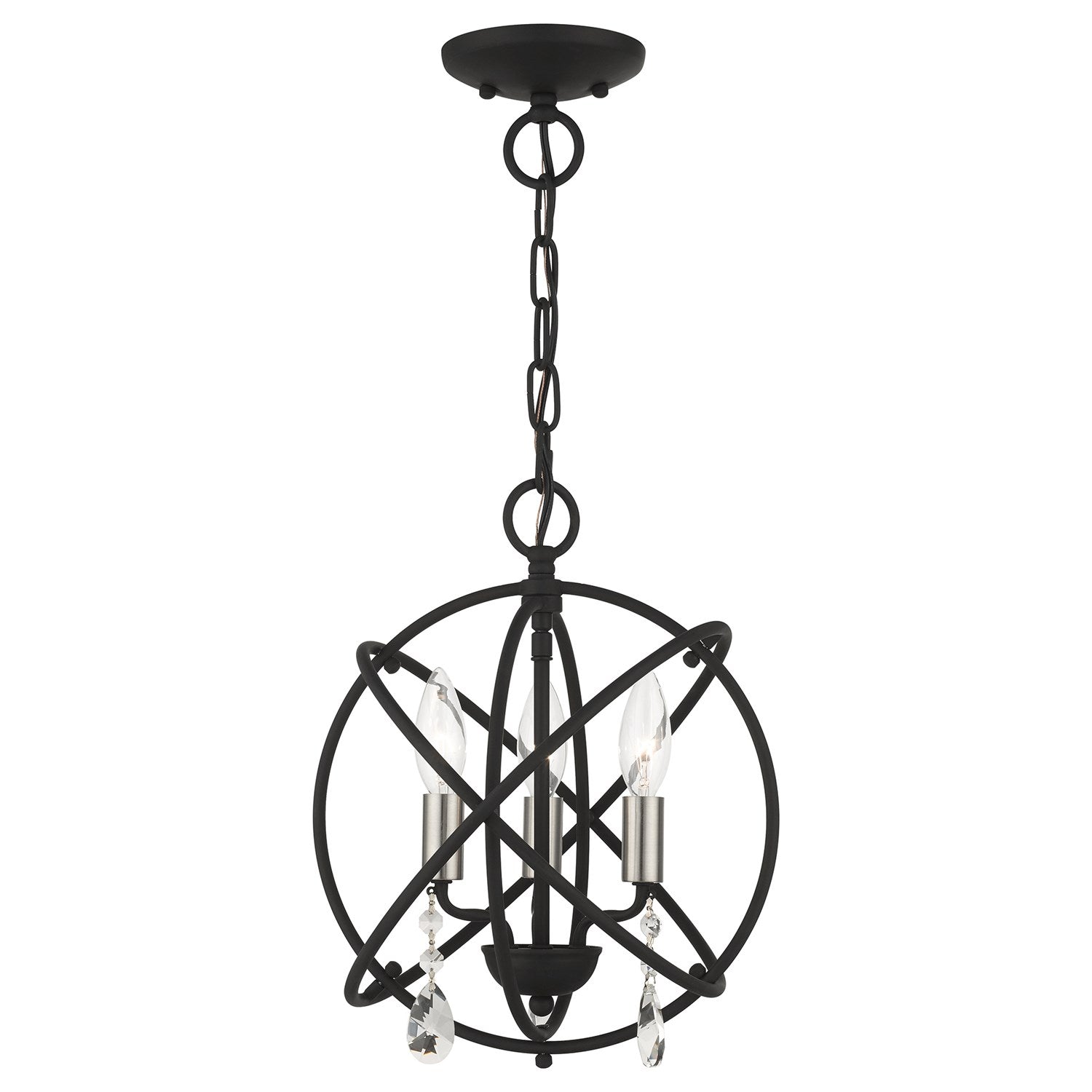 3 Light Black Convertible Chandelier / Semi Flush by Livex Lighting