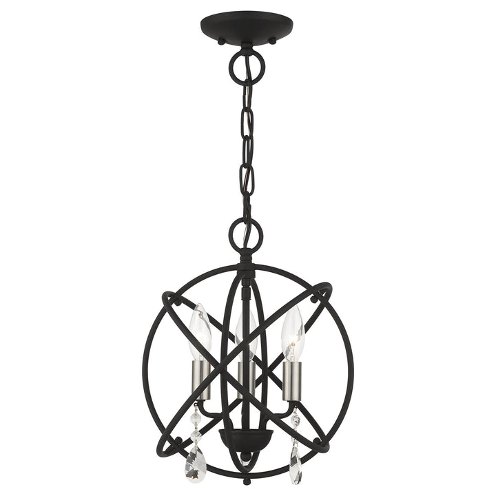 3 Light Black Convertible Chandelier / Semi Flush by Livex Lighting