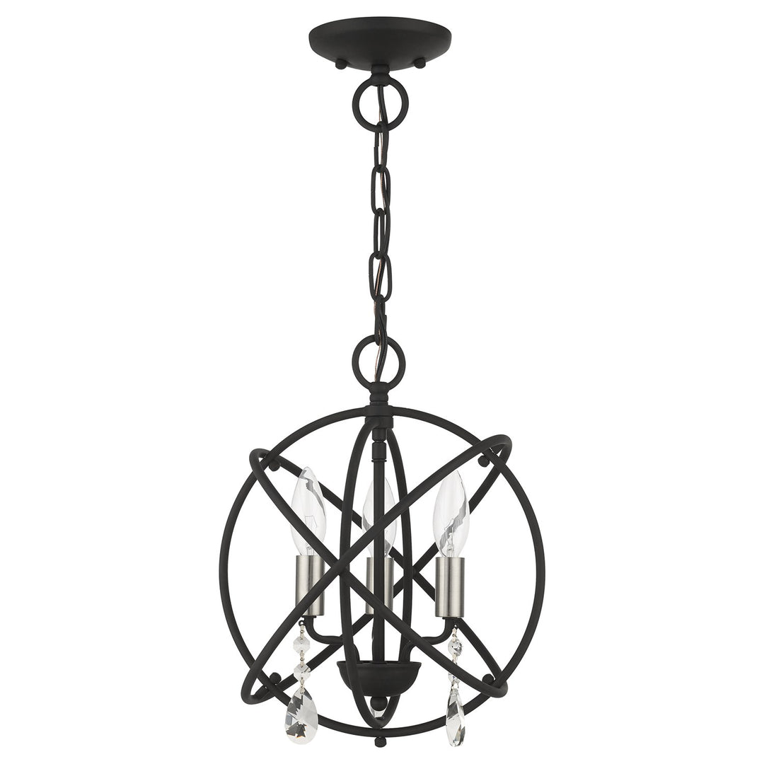3 Light Black Convertible Chandelier / Semi Flush