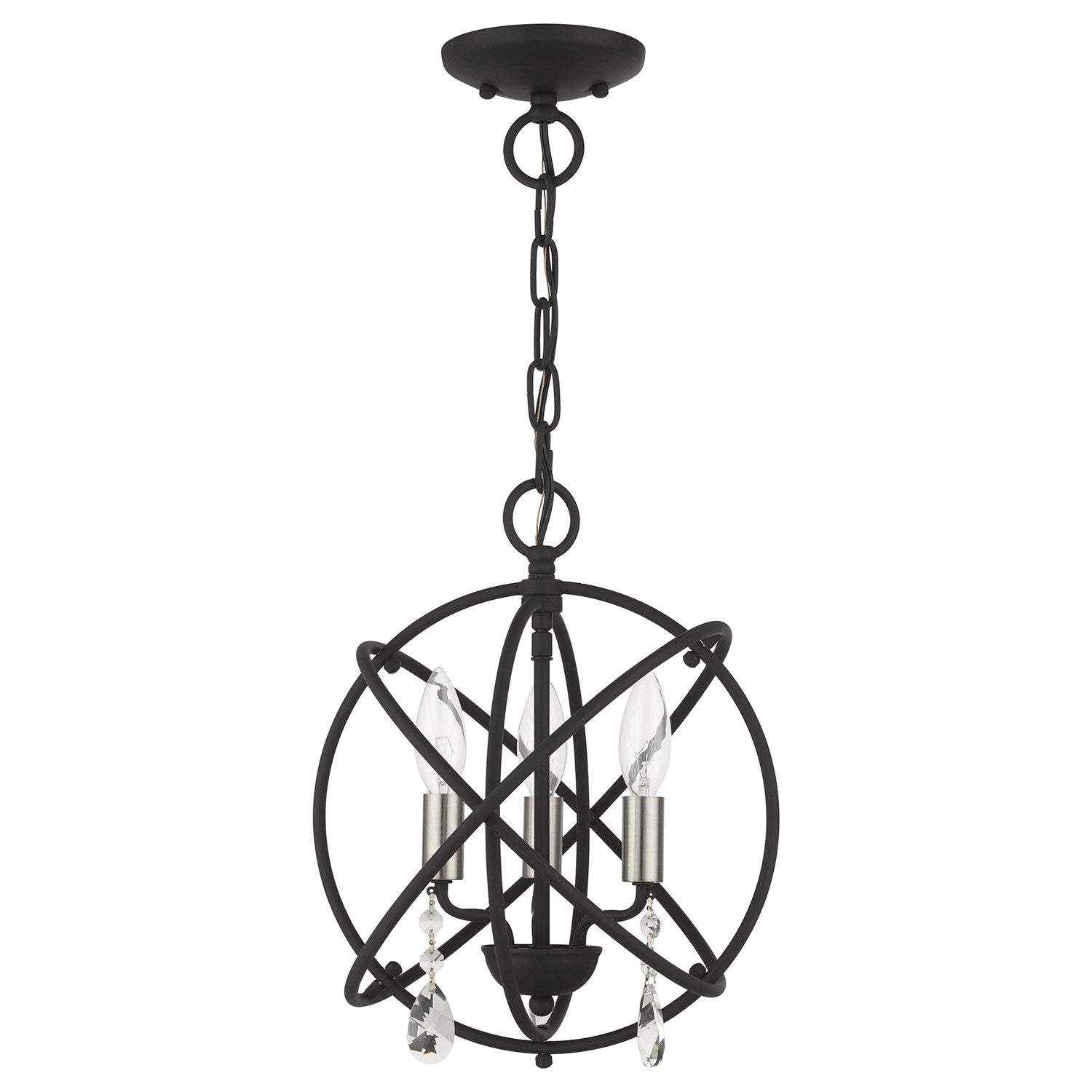 3 Light Black Convertible Chandelier / Semi Flush