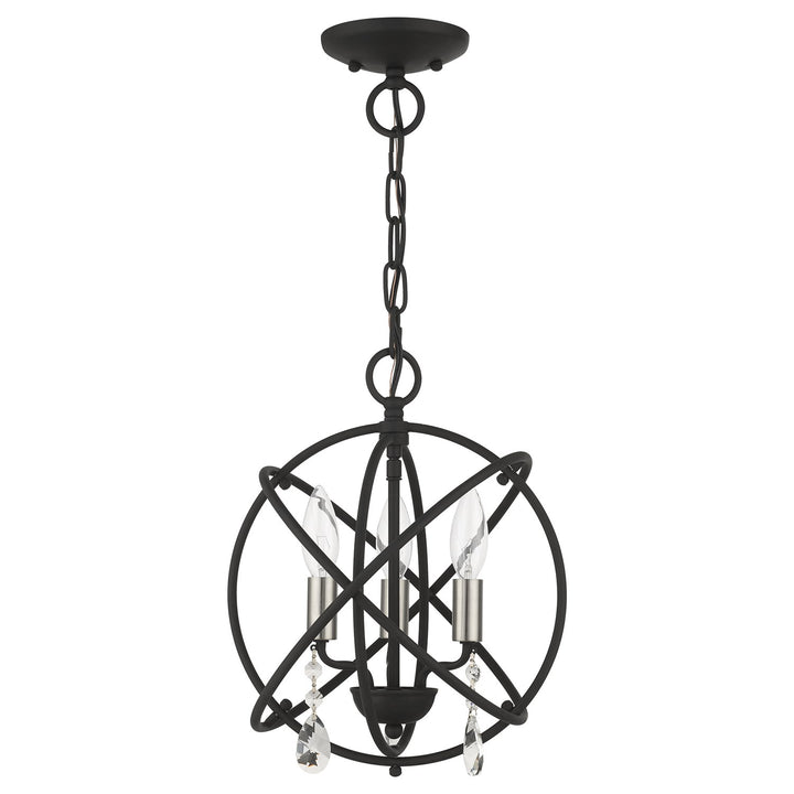 3 Light Black Convertible Chandelier / Semi Flush