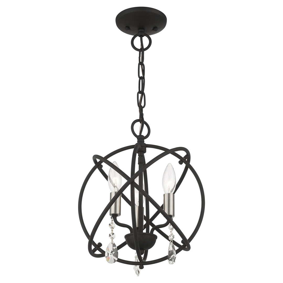3 Light Black Convertible Chandelier / Semi Flush