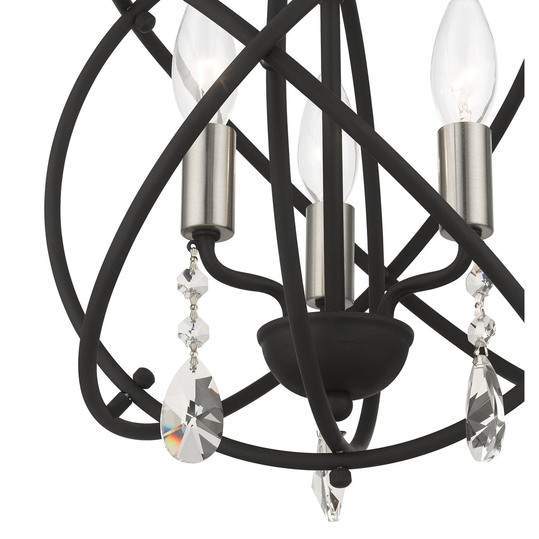 3 Light Black Convertible Chandelier / Semi Flush