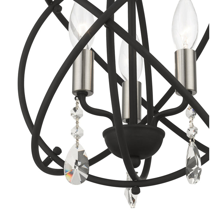 3 Light Black Convertible Chandelier / Semi Flush