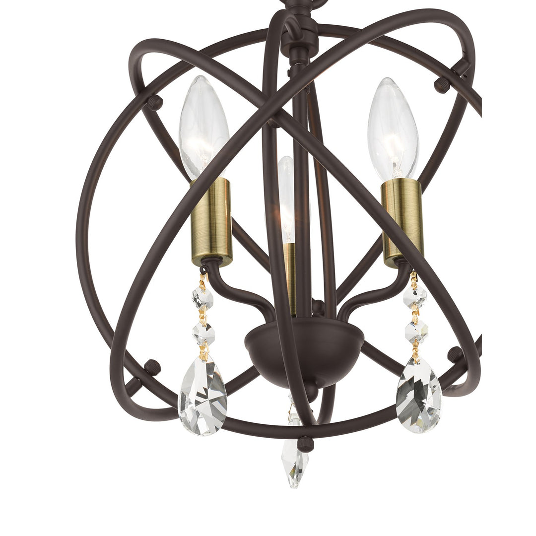 3 Light Bronze Convertible Chandelier / Semi Flush