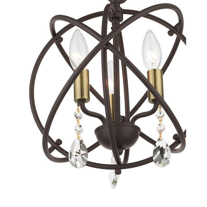 3 Light Bronze Convertible Chandelier / Semi Flush